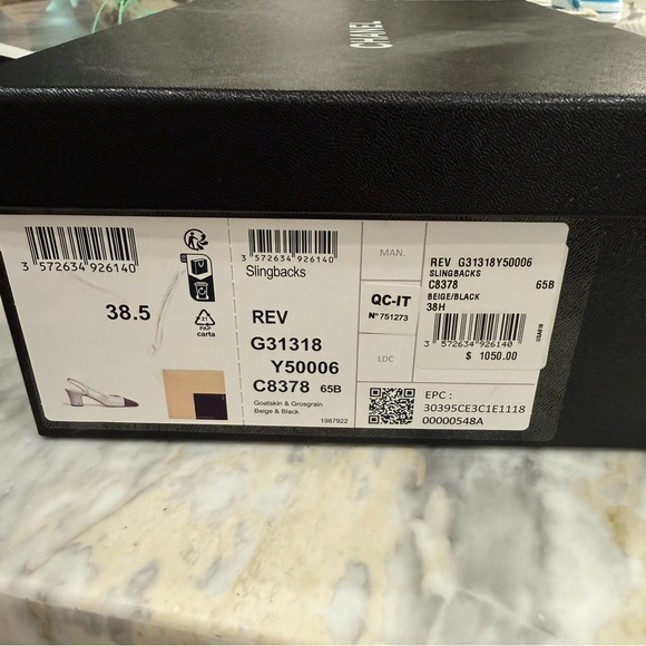 Chanel CC Goatskin & Grosgrain Slingbacks - Picture 3 of 7